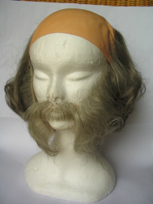 Perruque  sur-mesure avec faux-crâne en glazan, favorits et moustache (ref 0309) pour incarner Jacques Offenbach pour un spectacle.